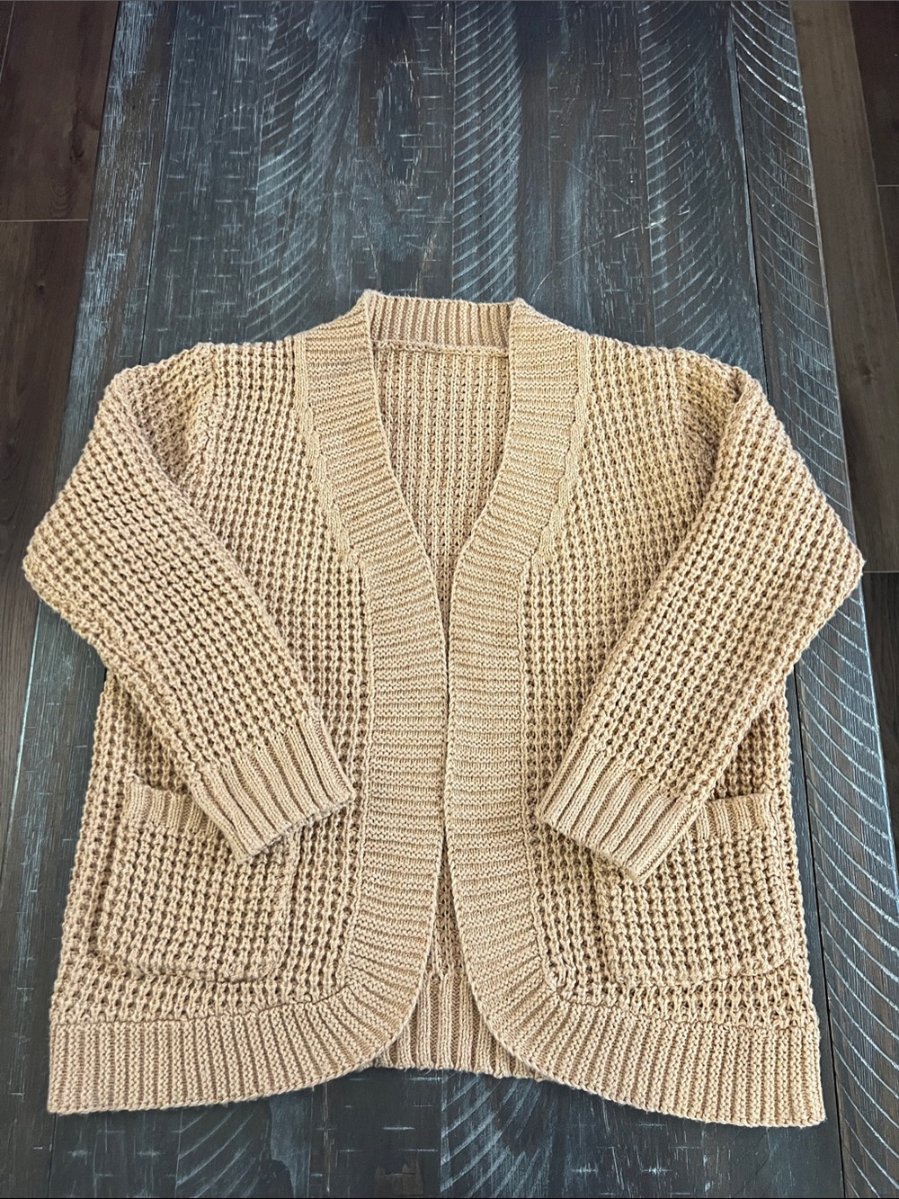 Cozy Open-Front Chunky Knit Cardigan - Camel